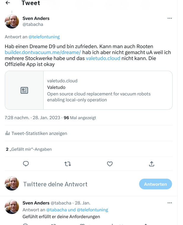 Hab einen Dreame D9 und bin zufrieden. Kann man auch Rooten https://builder.dontvacuum.me/dreame/ hab ich aber nicht gemacht uA weil ich mehrere Stockwerke habe und das https://valetudo.cloud nicht kann. Die Offizielle App ist okay