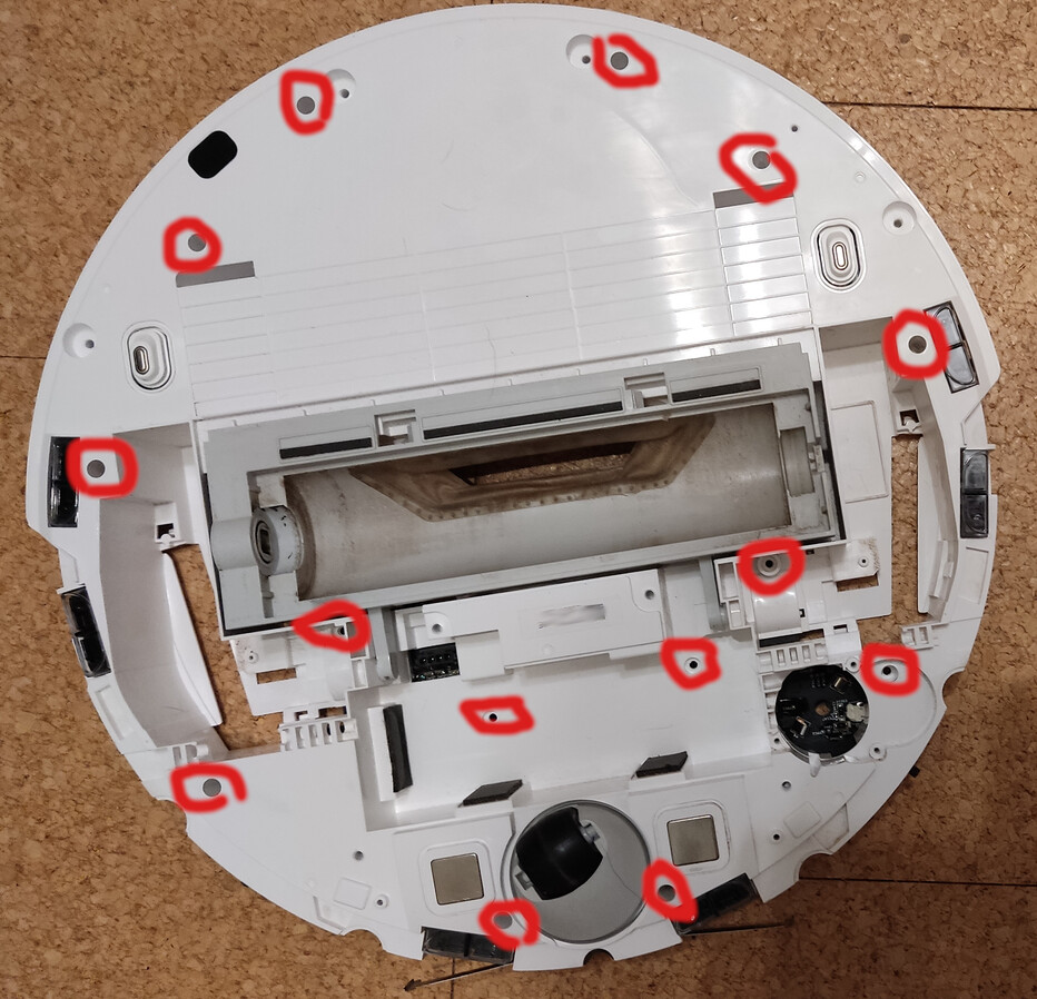 Dreame ans Mainboard kommen, Schraubenmarkierung